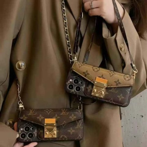 Crossbody LV iPhone Case with Card Holder & Strap for iPhone 12-17 LV-ZT61