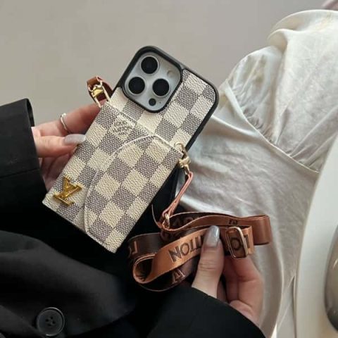 Crossbody LV iPhone Case with Mirror Card Holder & Strap for iPhone 6-17 LV-120