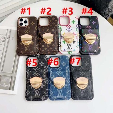 LV iPhone Case with Card Holder for iPhone 12-17 LV-163