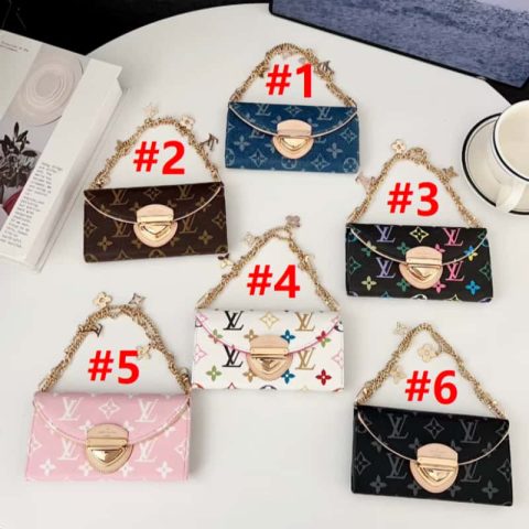 LV iPhone Case with Card Holder Chain for iPhone 12-17 LV-162