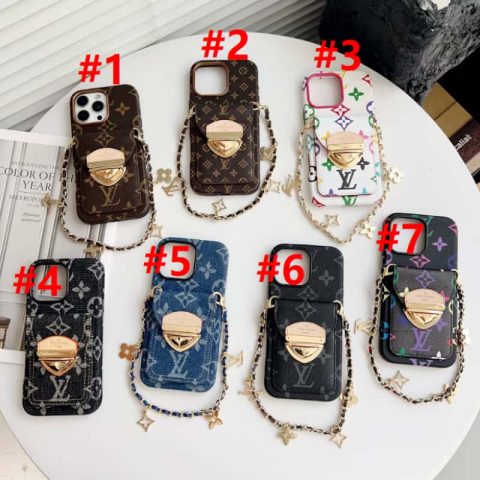 LV iPhone Case with Card Holder and Chain for 17/16/15/14/13/12 LV-164