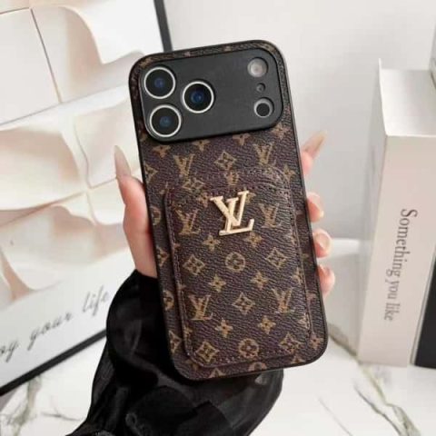 Leather LV iPhone Case with Card Holder for iPhone 12-17 LV-148