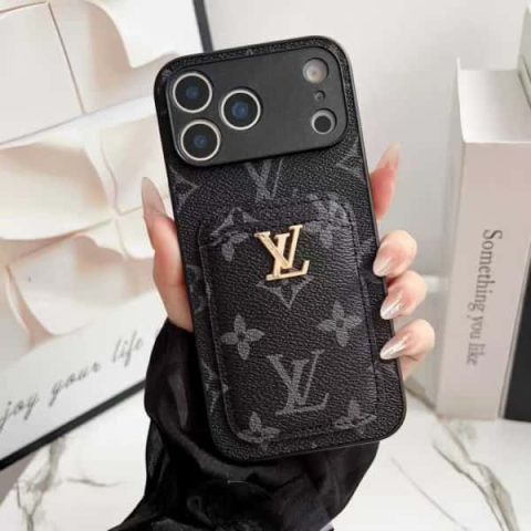 Leather LV iPhone Case with Card Holder for iPhone 12-17 LV-149